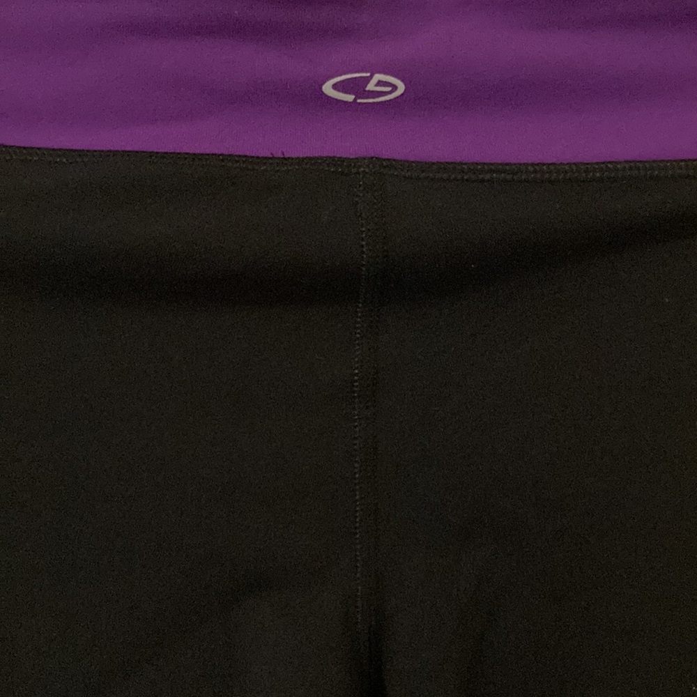 Champion Women’s Yoga style pants- black with purple waistband.  Size Small - Picture 8 of 9